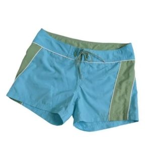 The North Face Light Blue and Green Board Shorts 8